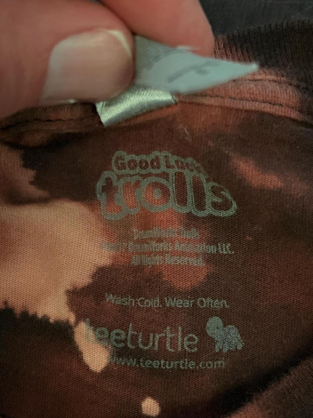 Good Luck Trolls Shirt Mens Small Brown Bleach Tie Dye Rainbow Graphic Tee - Picture 8 of 8